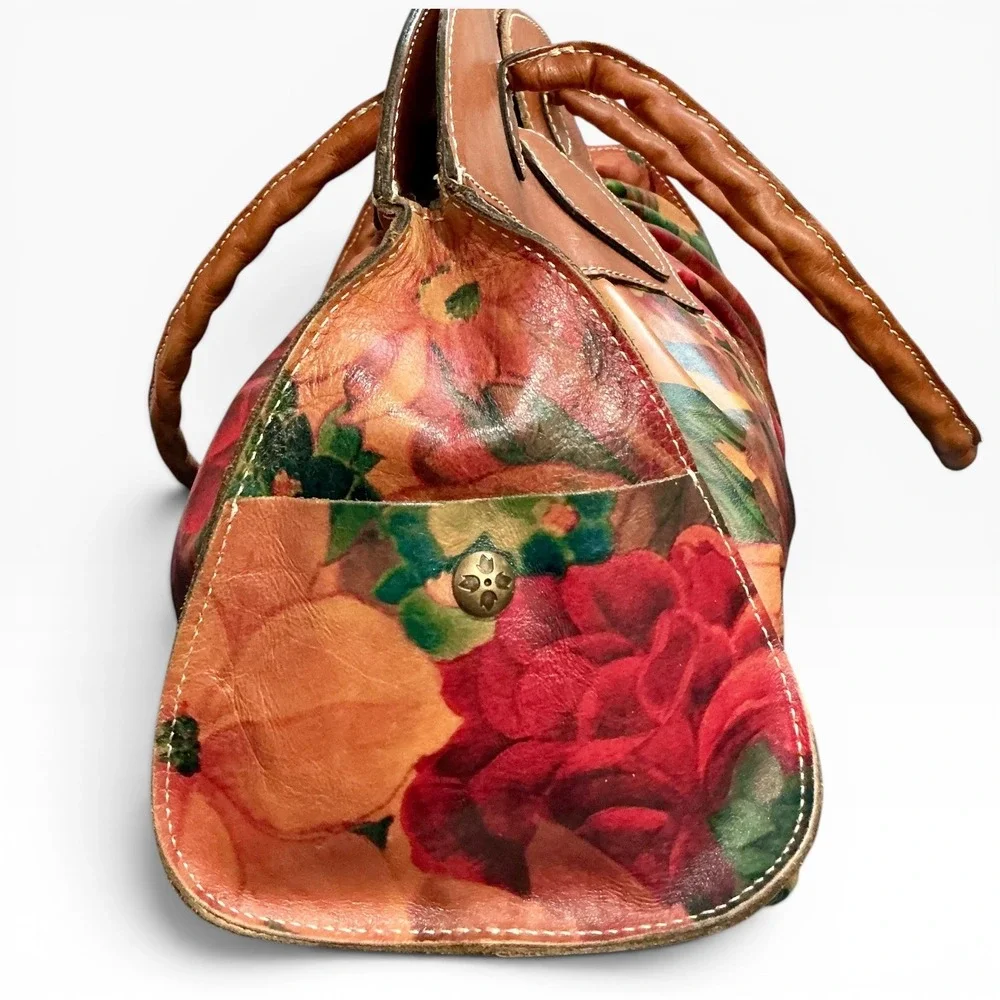 Patricia Nash Lionel Satchel XL Leather Floral Print Shoulder Bag  Purse